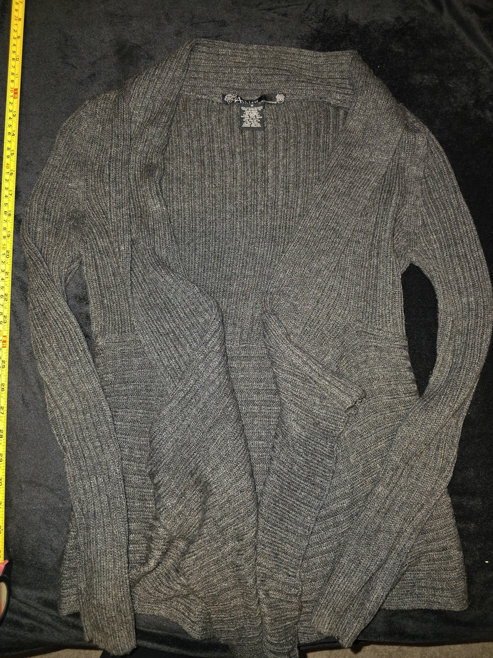 26 International Heather Gray Open-Front Ribbed Cardigan